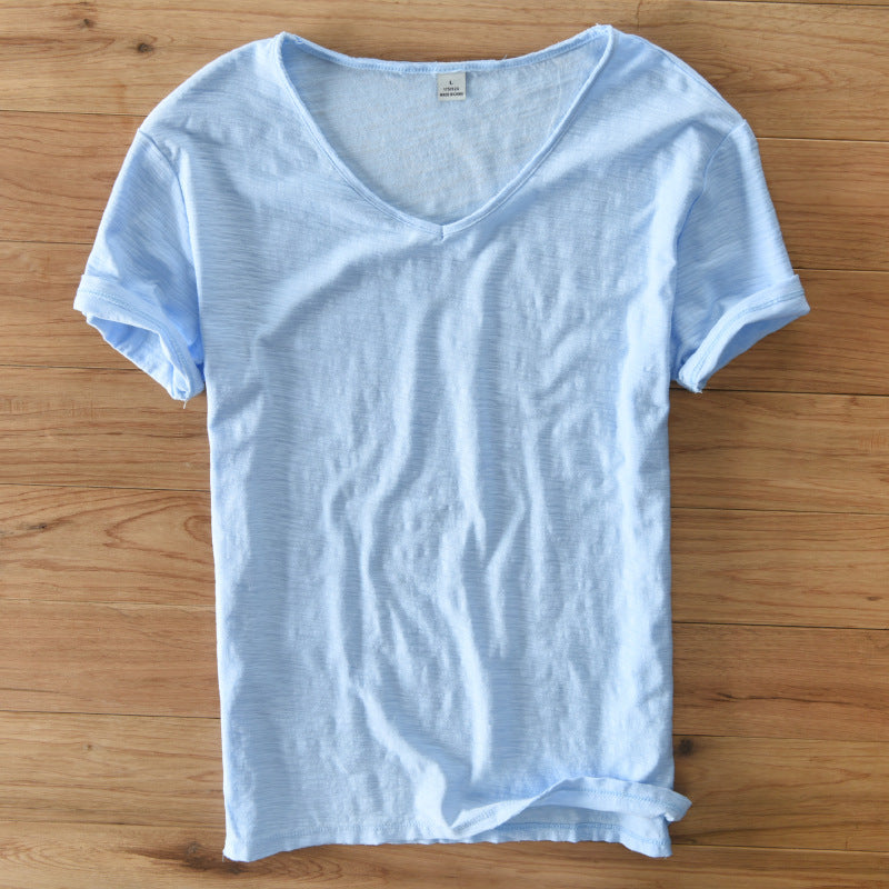 Mens Slim Fit Cotton V-Neck T-Shirt