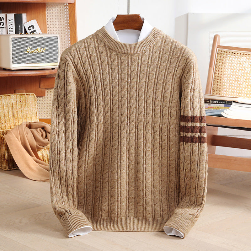 Mens Twisted Knit Wool Blend Sweater