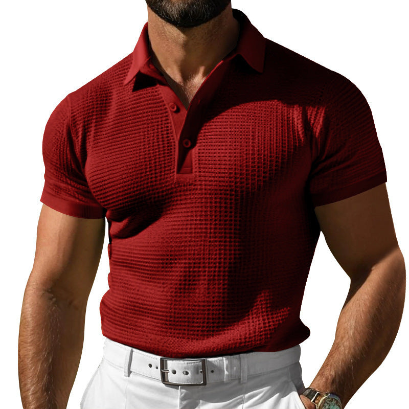 Mens Waffle Texture Polo Shirt