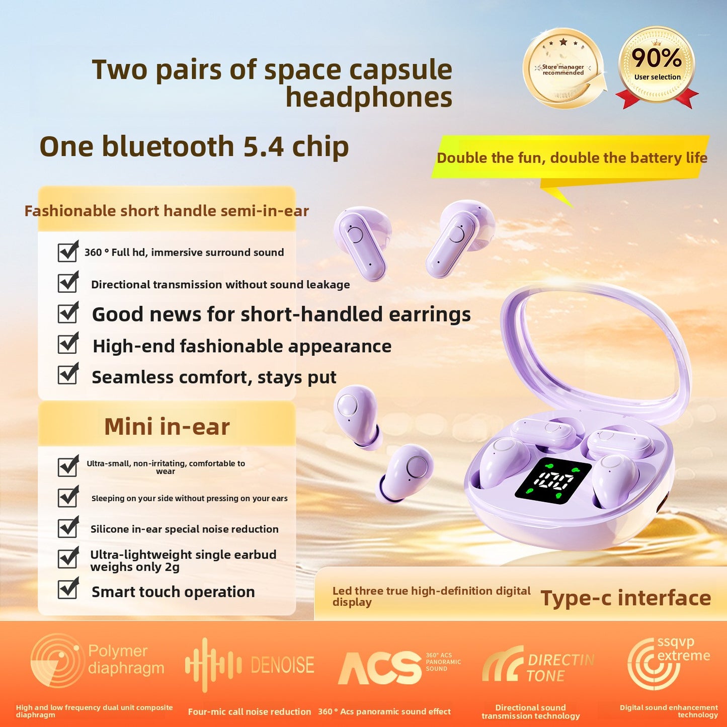 Mini In-Ear Bluetooth Headset with Display