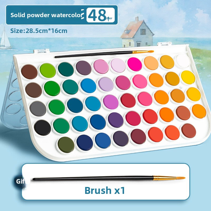 Mini Portable Watercolor Paint Set with Sketchbook and Brush