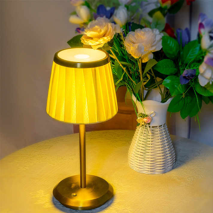 Modern Floor Lamp with Pleated Fabric Shade and Touch Control