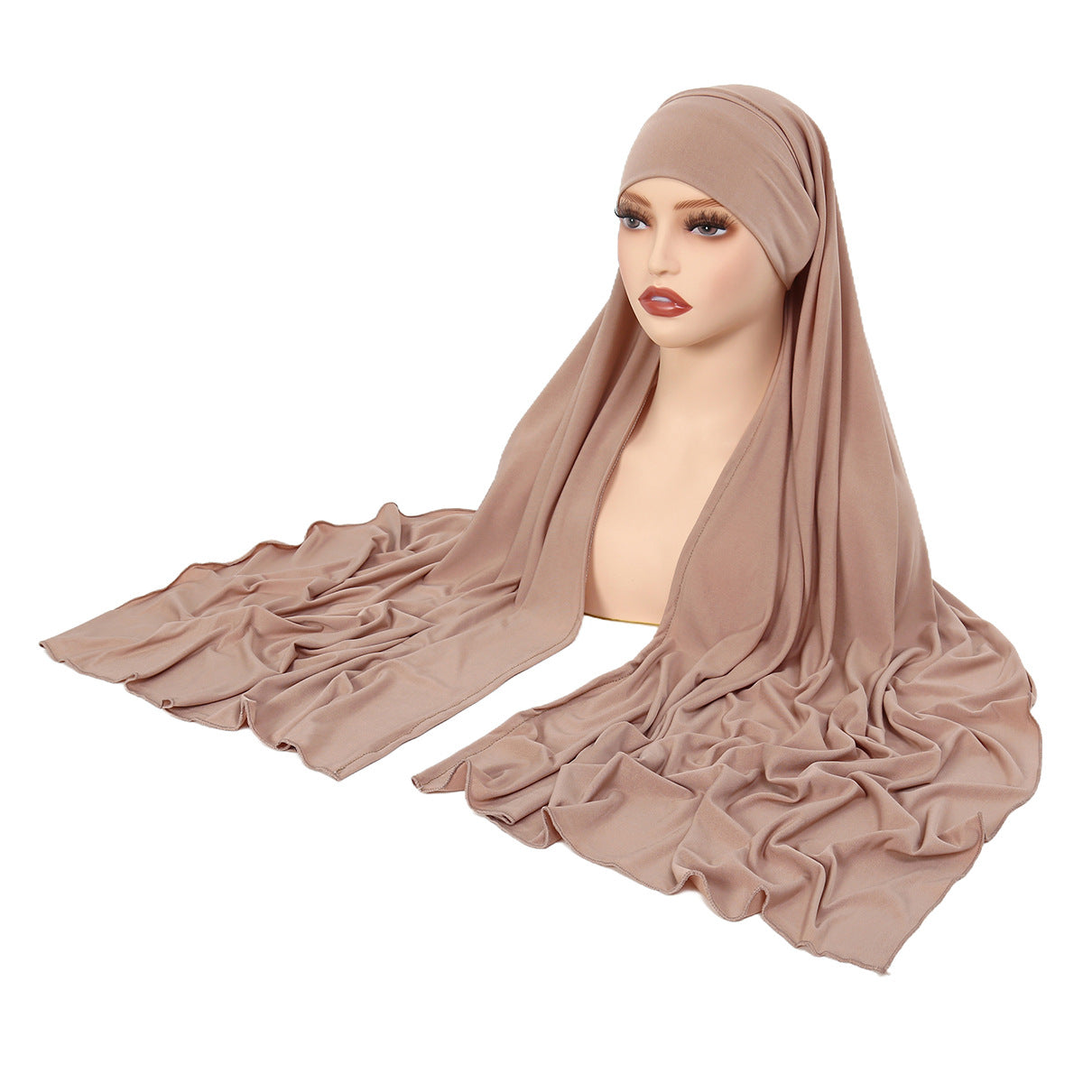 Monochrome pullover cap, crystal linen single cross scarf cap