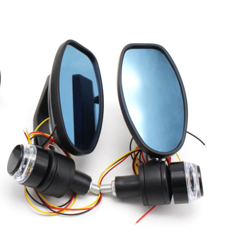 Motorcycle Retro Rearview Mirror with LED Turn Signal