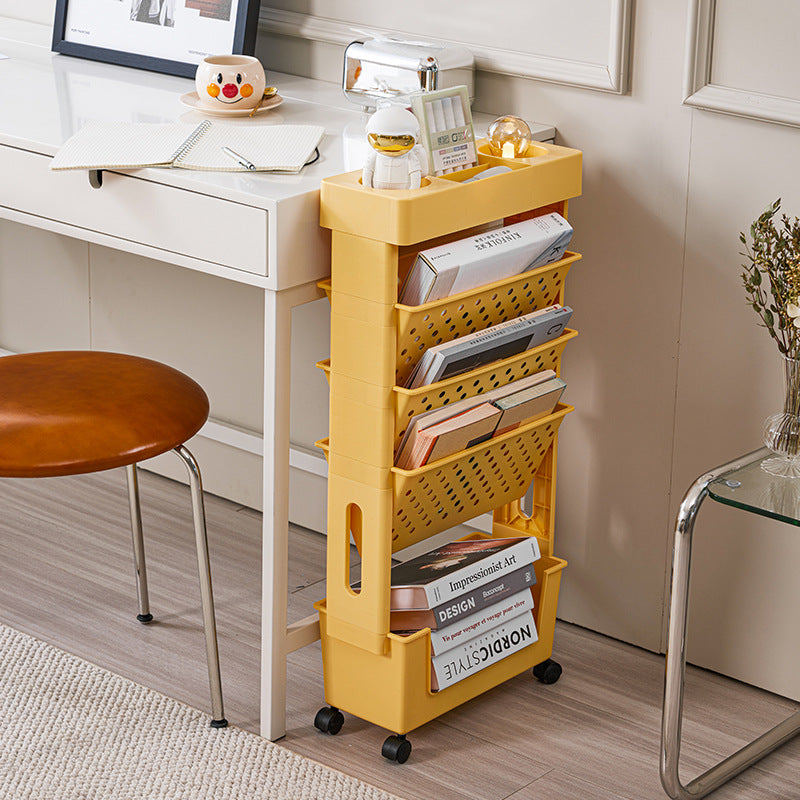 Movable 5-Tier Plastic Storage Trolley with Wheels