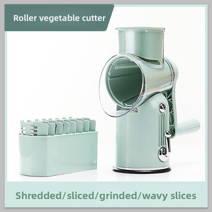 Multi-functional hand-cranked vegetable slicer