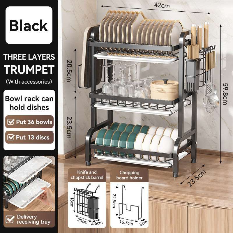 Multifunctional Kitchen Dish Drainer Storage Rack