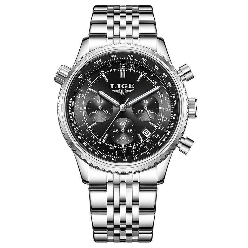 Multifunctional Men's Quartz Watch with Calendar Chronograph