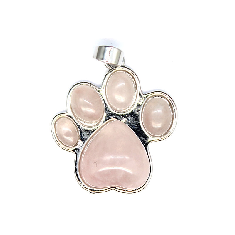 Natural Stone Dog Paw Pendant Necklace