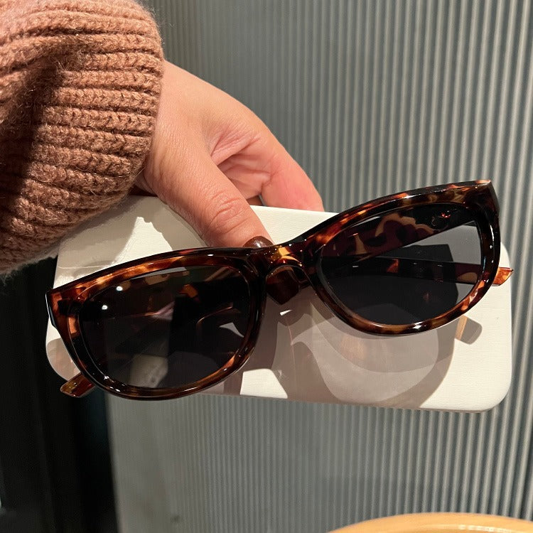 Olive green cat-eye sunglasses for women