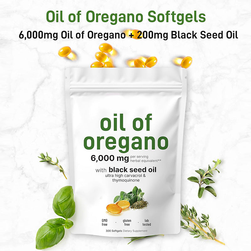 Oregano oil and black seed oil soft capsules