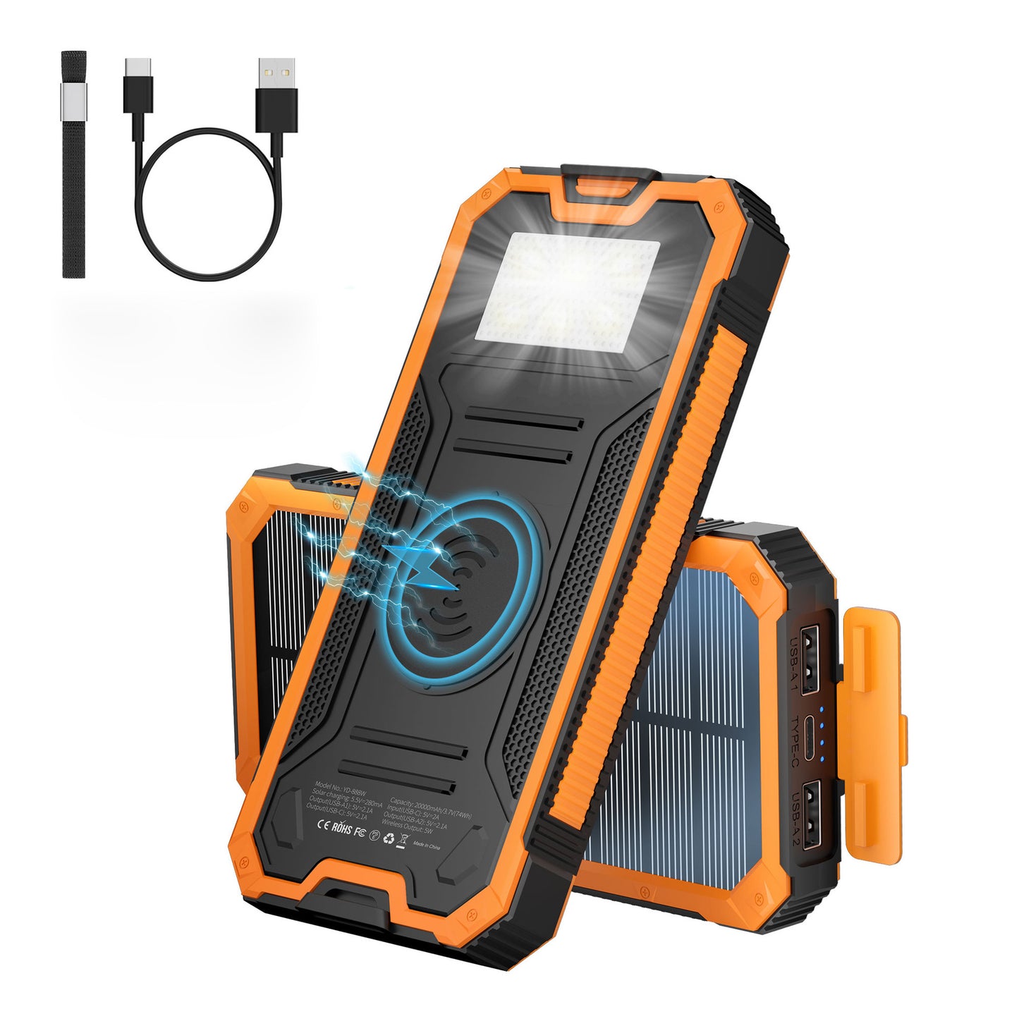 Outdoor Waterproof Wireless Charging Solar Power Bank