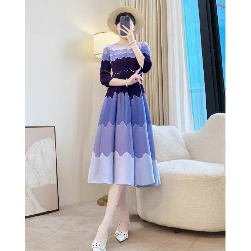 Palace Style Gradient Pleated Dress