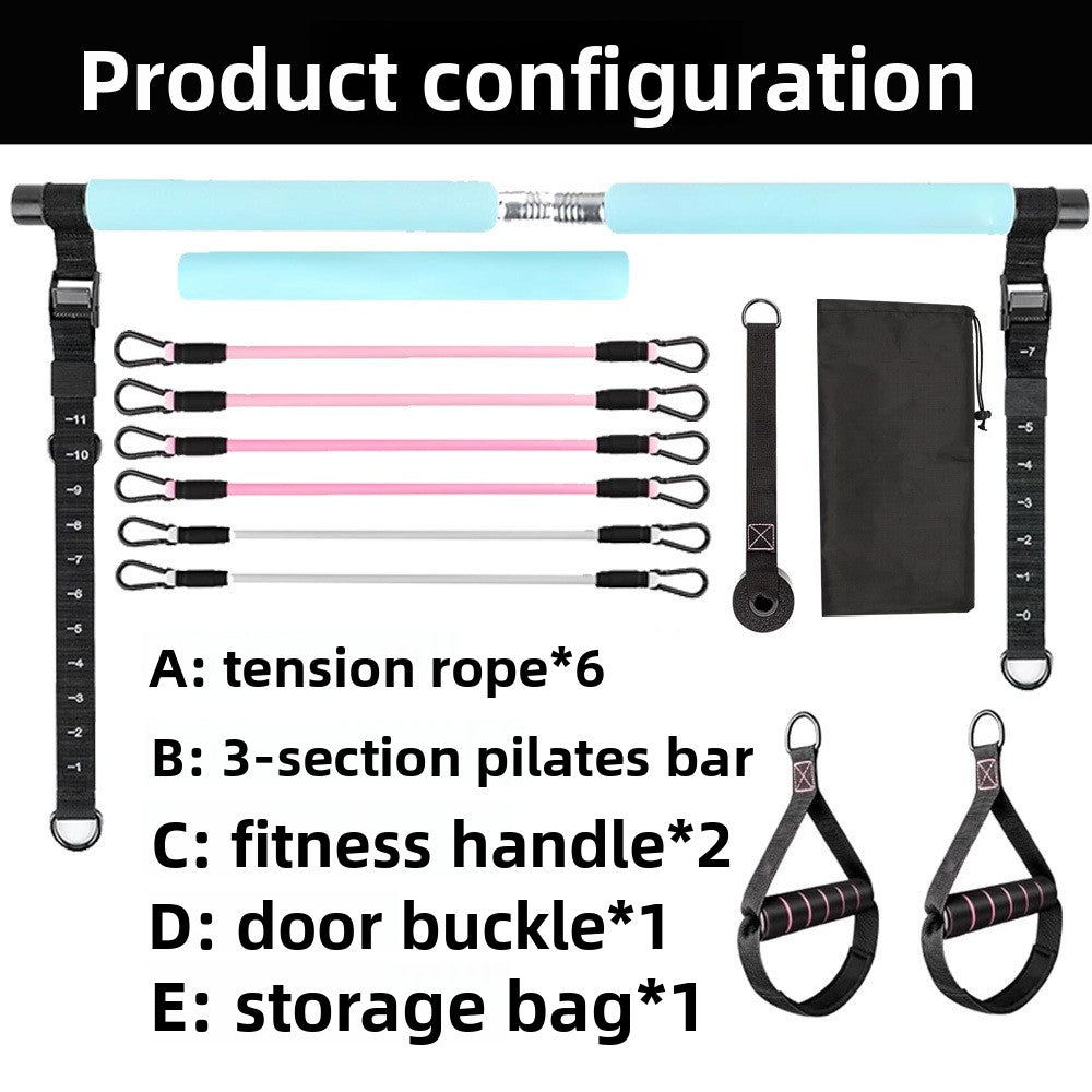 Pilates Bar Three-Section Resistance Band Fitness Bar Resistance Rope Fitness Equipment Bar Set