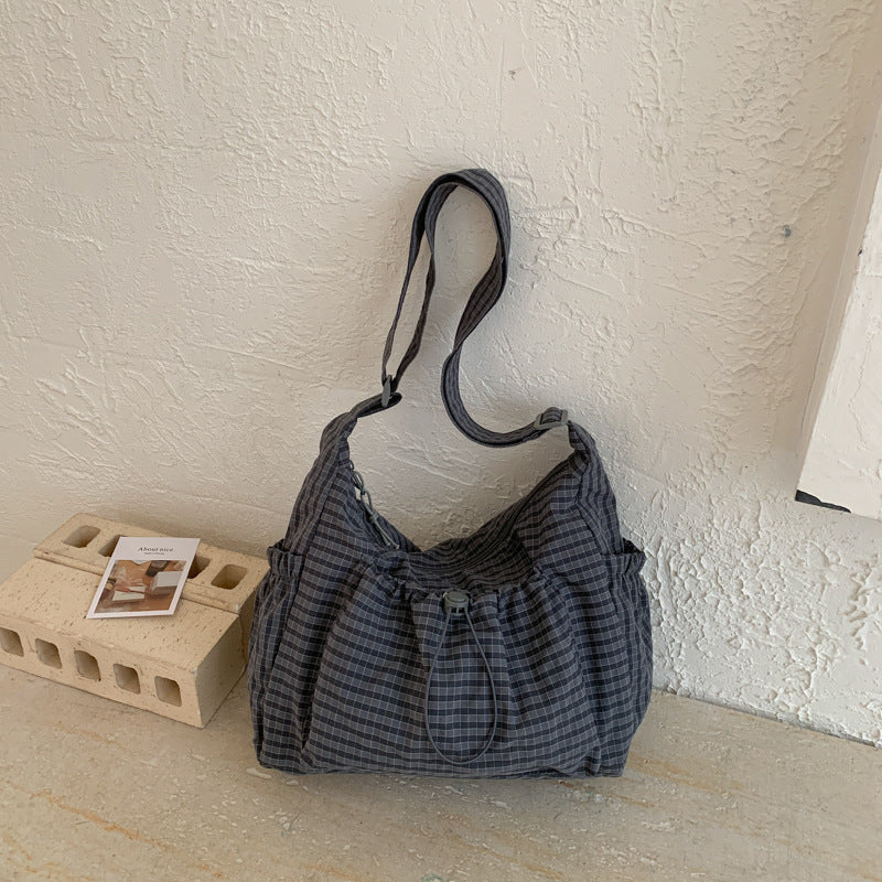 Pleated Nylon Crossbody Bag with Large Capacity