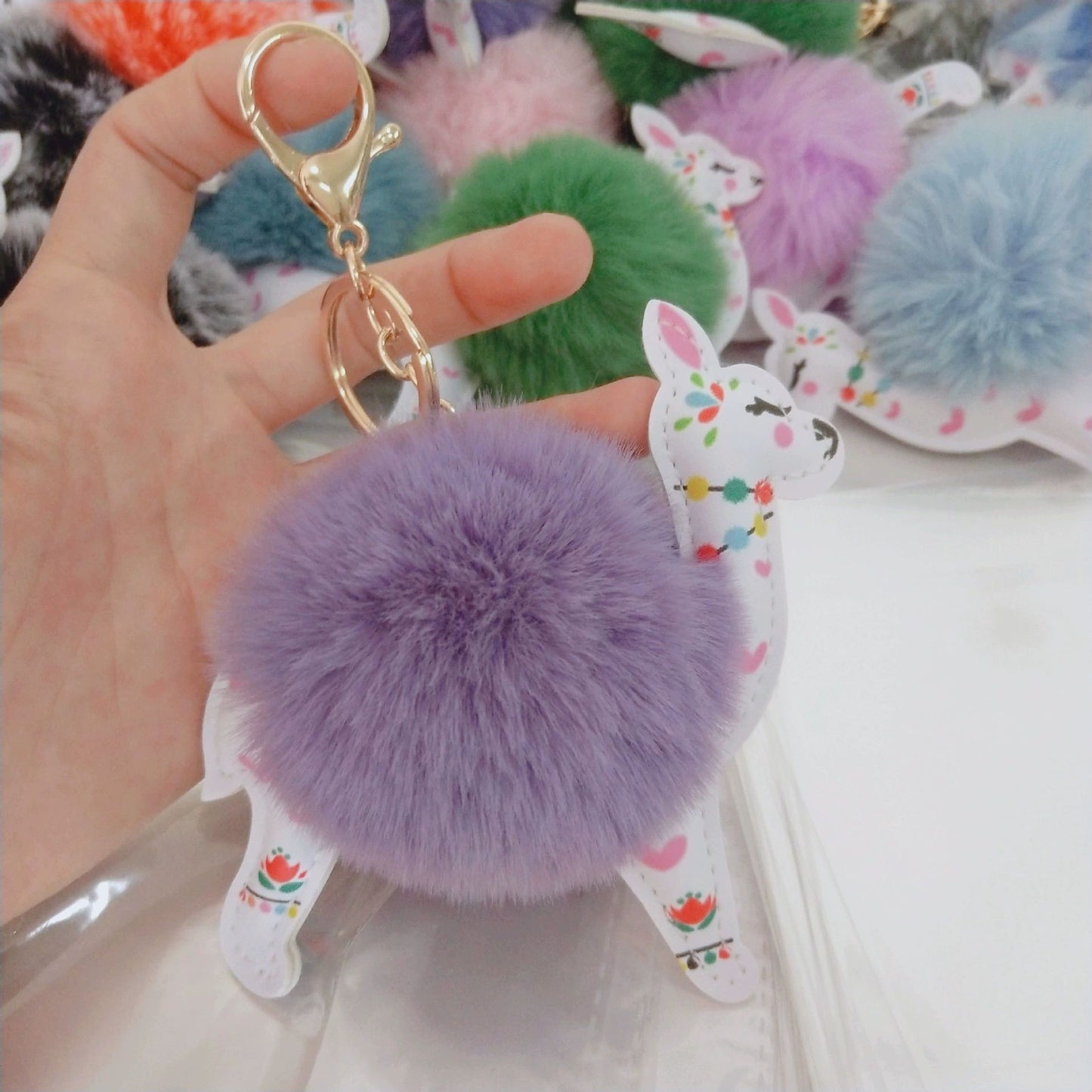 Plush keychain with plum blossom and fawn design