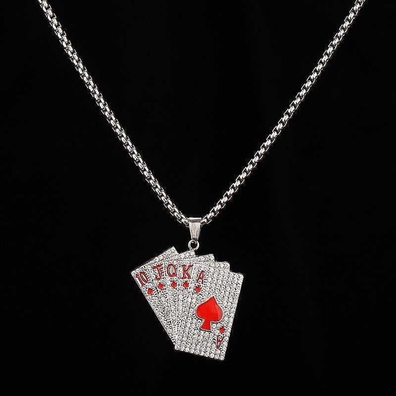 Poker Flush Couple Necklace Hip Hop Jewelry