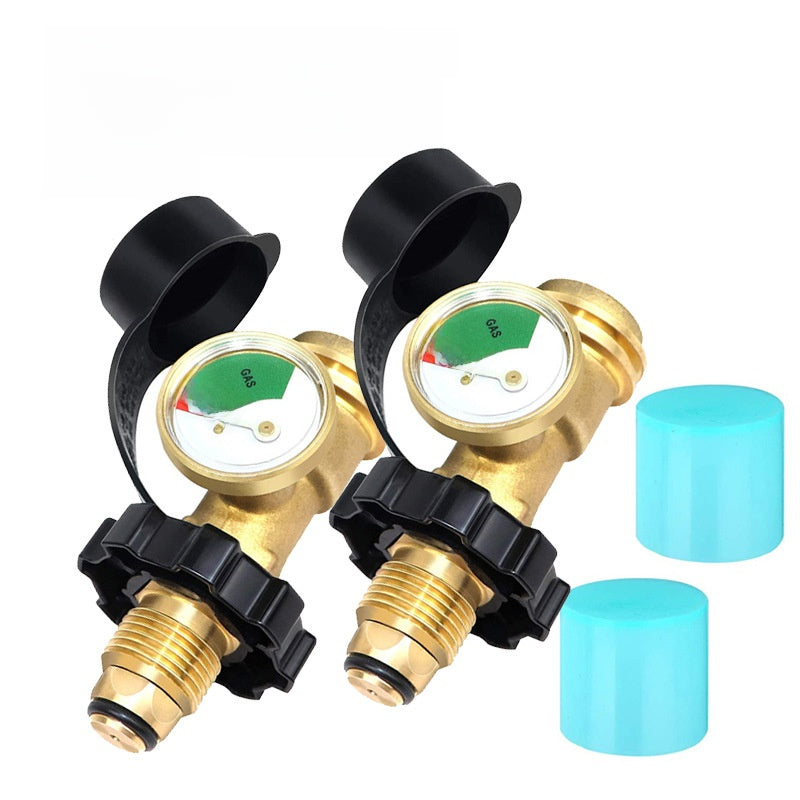 POL to QCC Propane Gas Adapter with Pressure Gauge
