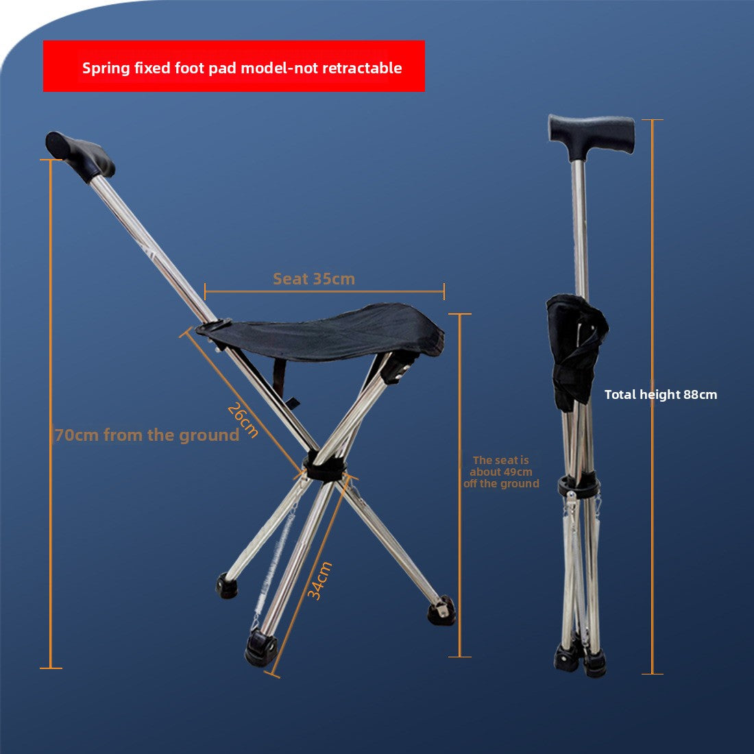 Portable Folding Walking Stick with Stool