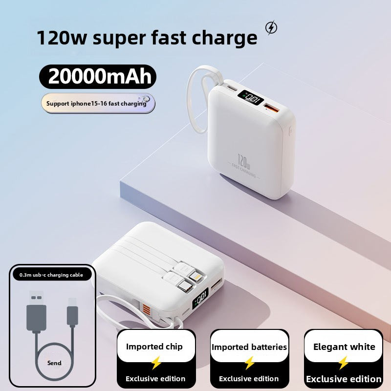 Portable Power Bank Mini Power Bank with Built-In Cable
