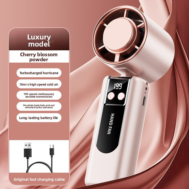 Portable Rechargeable Handheld Fan with Digital Display