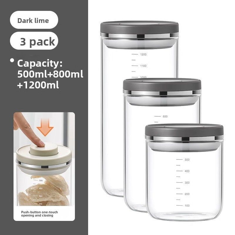 Press Seal Glass Food Storage Jar