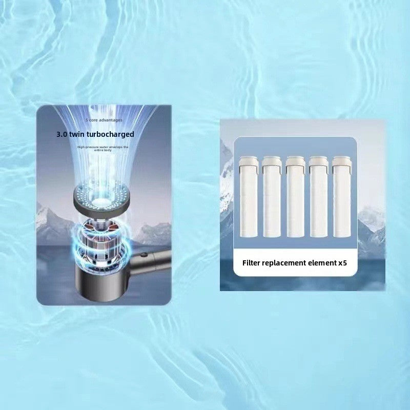 Pressurized Filter Shower Head with 5 Spray Modes