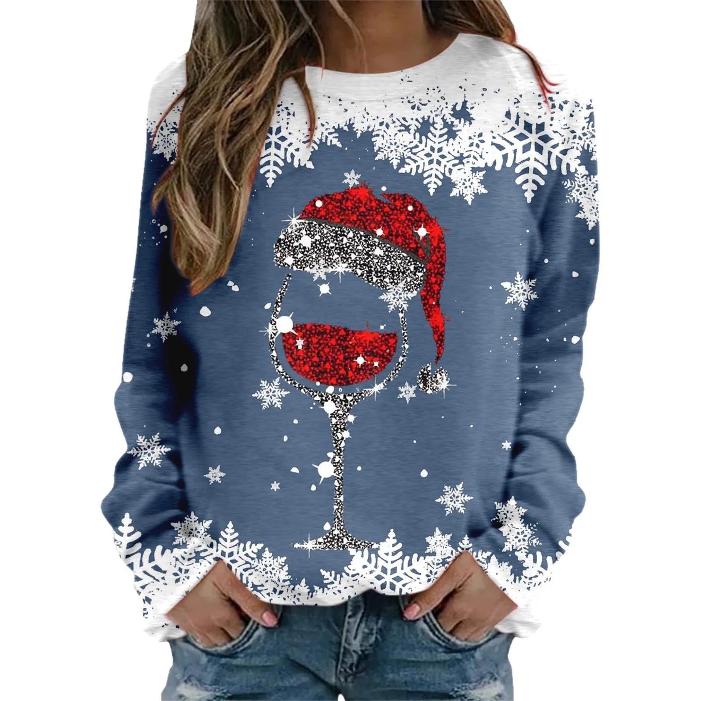 Printed Crewneck Long Sleeve Sweatshirt