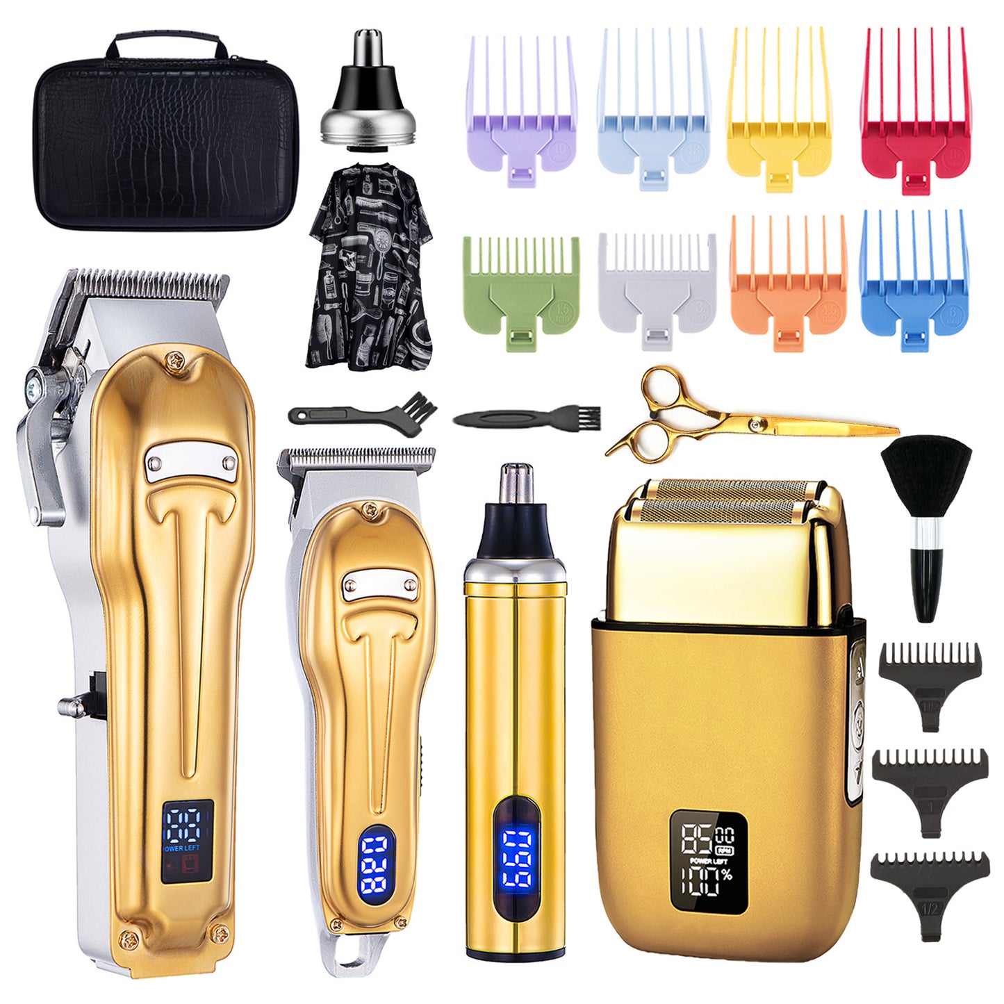 Professional Cordless Hair Trimmer with Nose and Foil Attachments