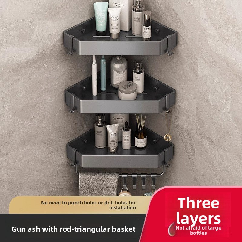 punch-free bathroom wall-mounted storage rack