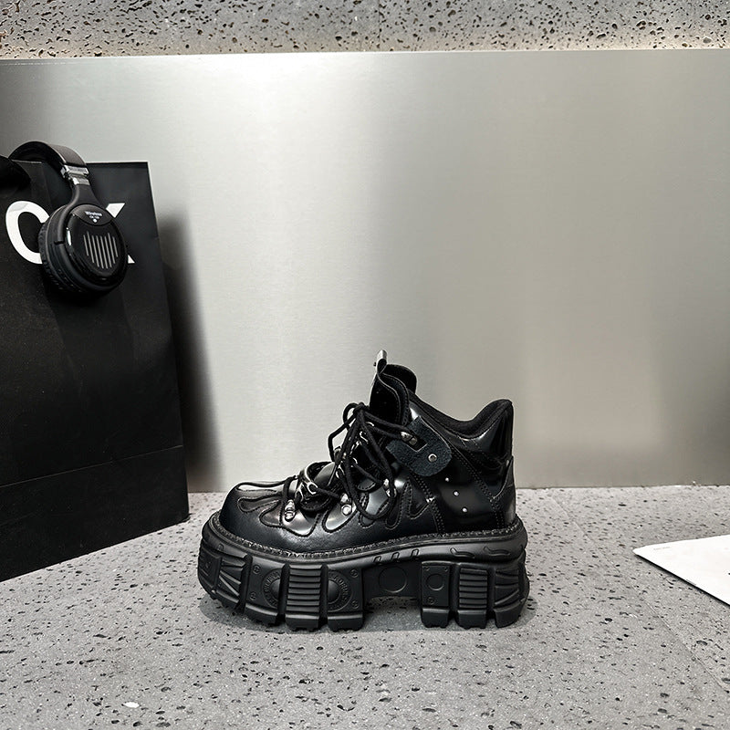 Punk-style platform wedge heels