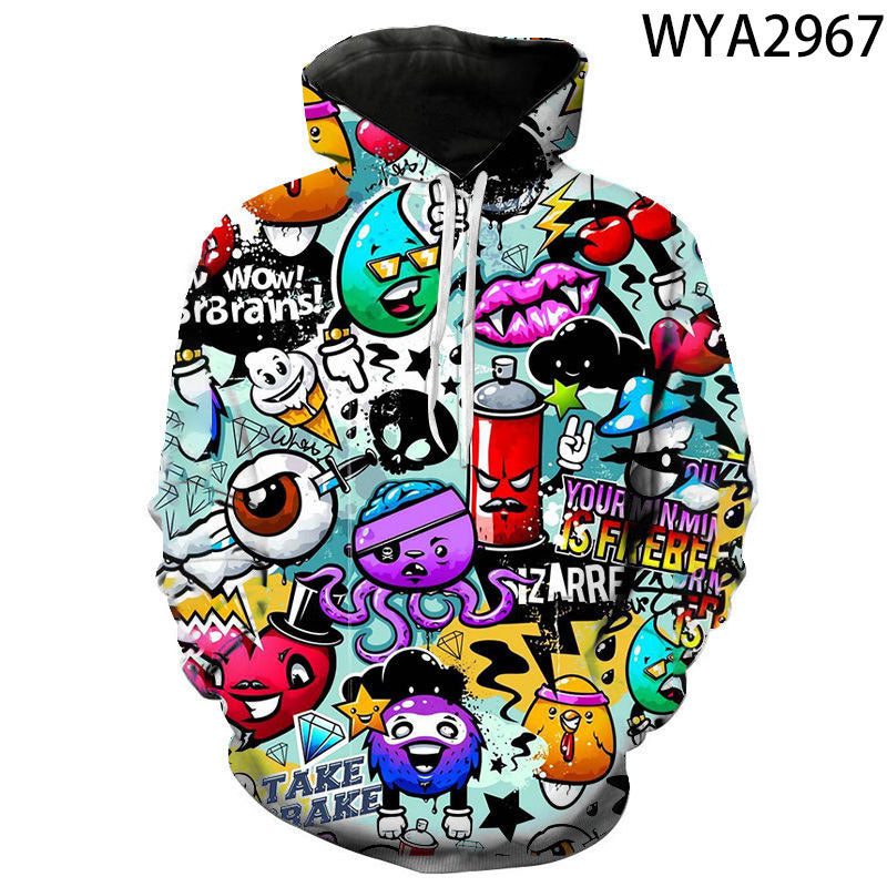 Rainbow Graffiti 3D Print Hooded Sweatshirt