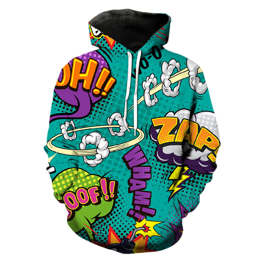 Rainbow Graffiti Print Hooded Sweatshirt