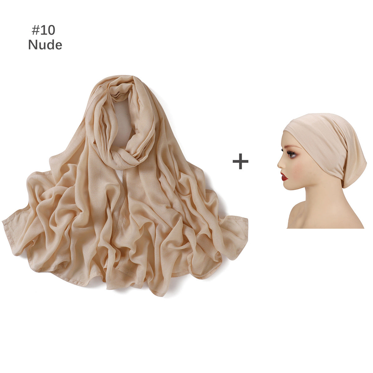 Rayon Scarf and Elastic Cap Set