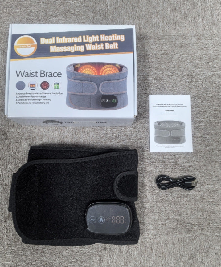 Rechargeable heated massage waist support belt