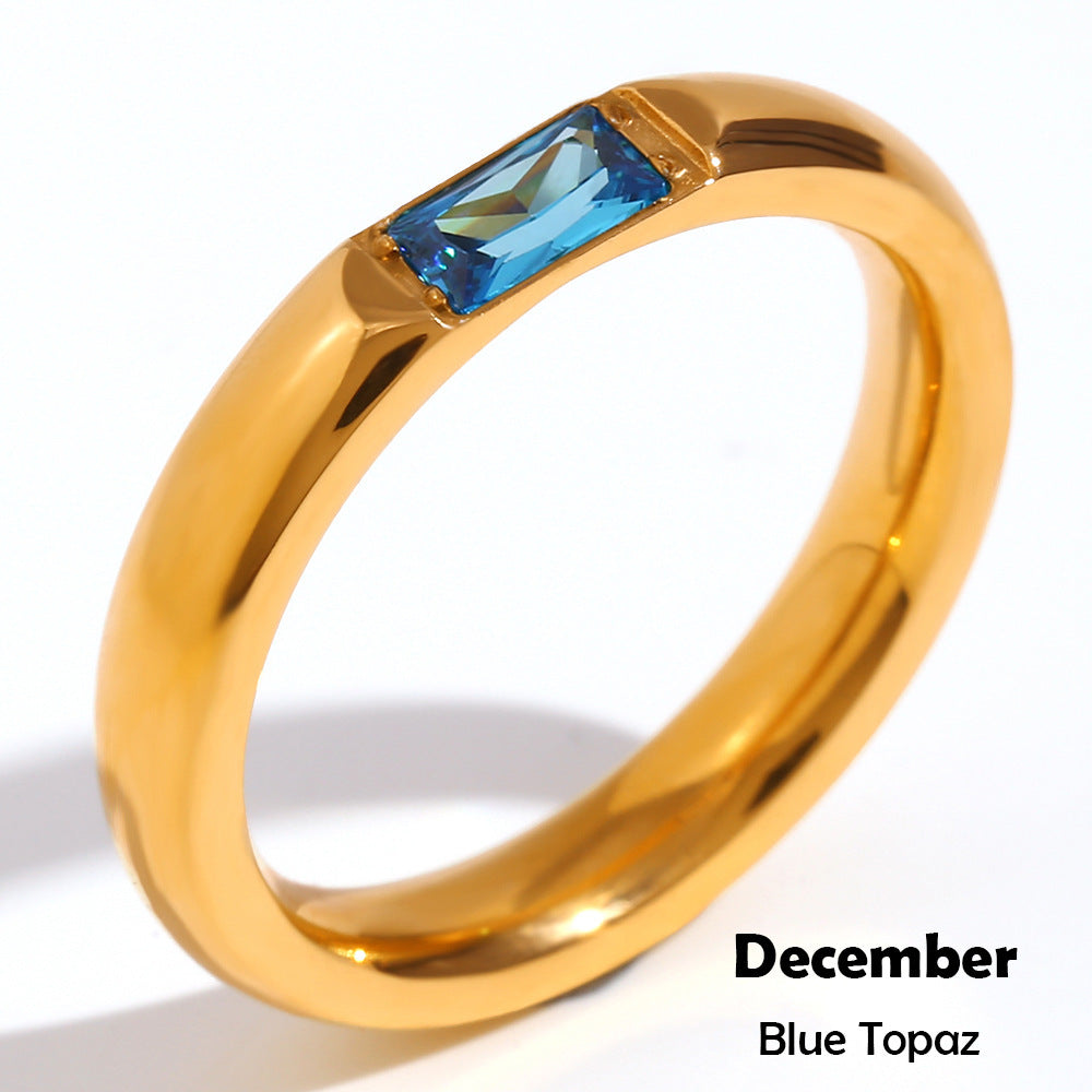 Rectangular Zircon Gold Plated Ring