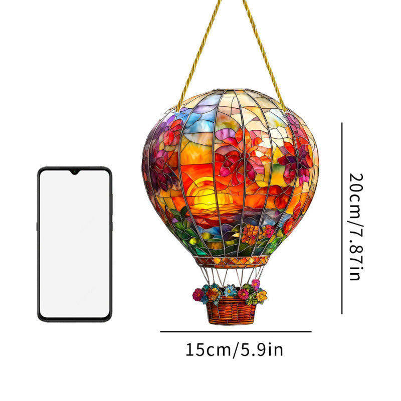 Red Light Solar Hot Air Balloon Wall Decoration
