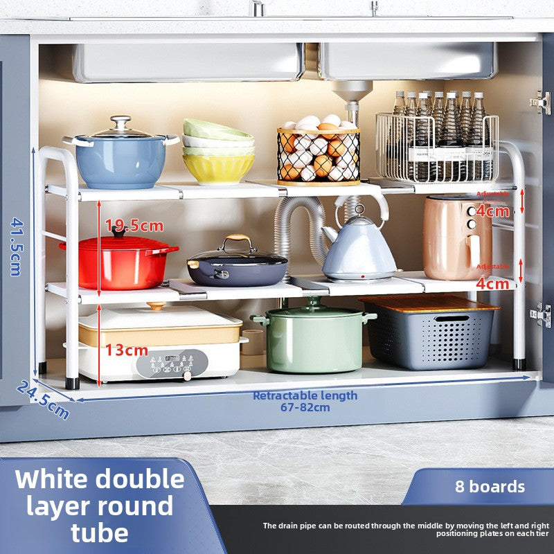 Retractable Under Sink Storage Rack