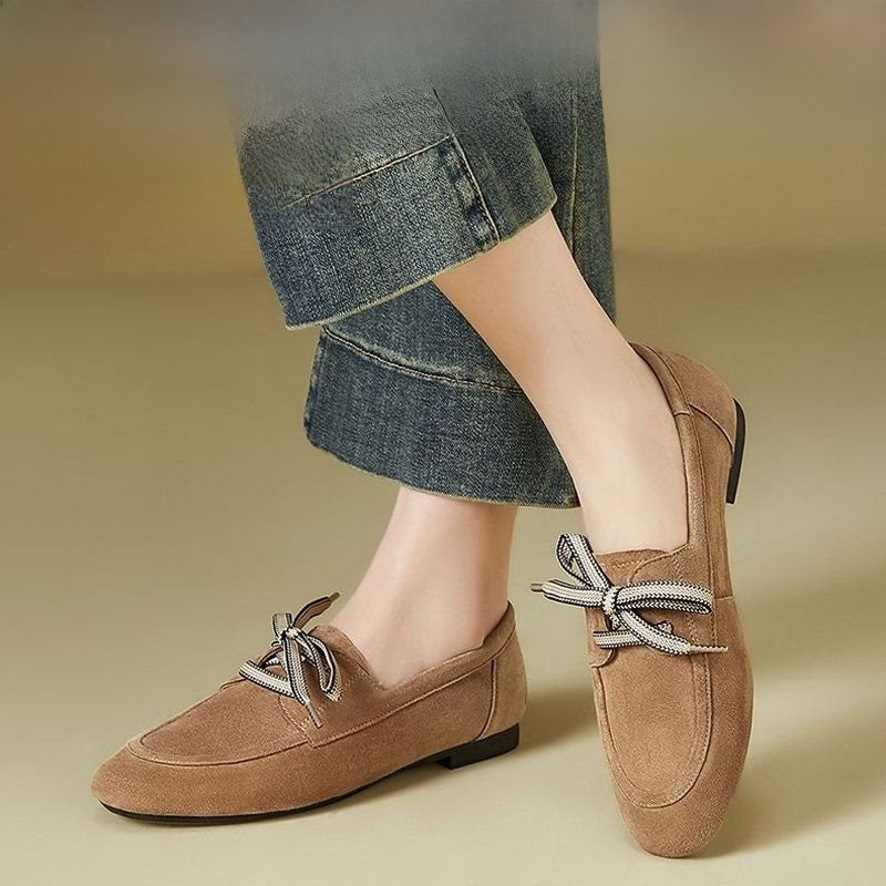 Retro Lace-Up Suede Loafers