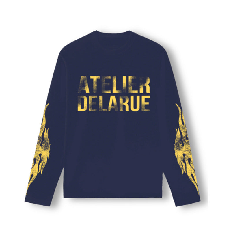 Retro Letter Print Long Sleeve T-Shirt