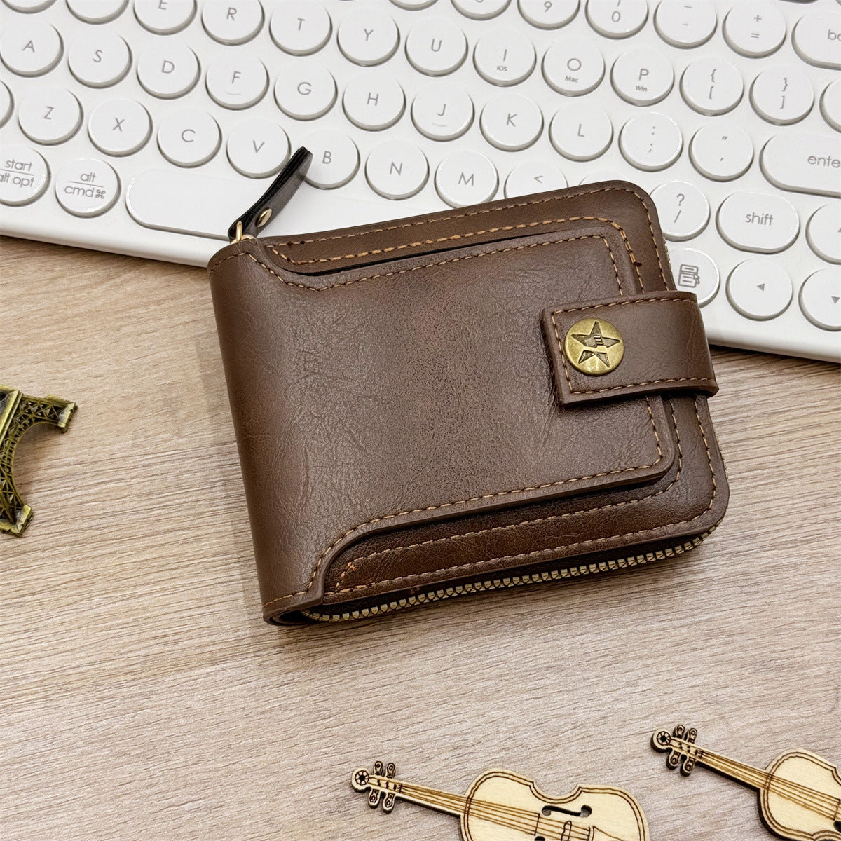 Retro Mens Short Zipper Wallet