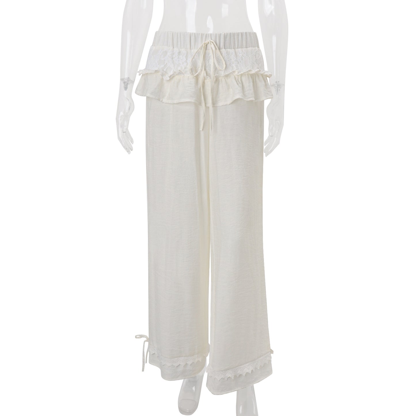 Retro Ruffle Hem Wide Leg Pants
