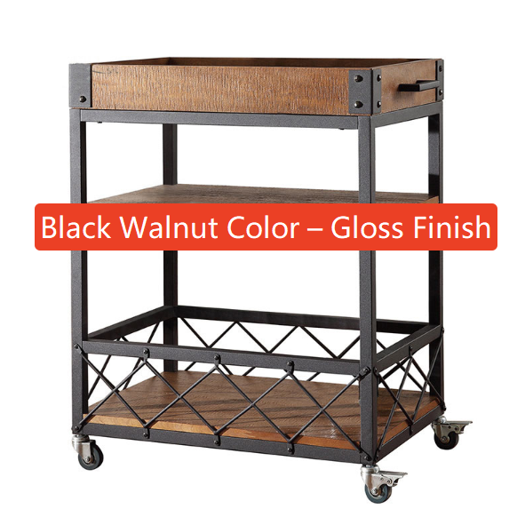 Retro Solid Wood Mobile Serving Cart