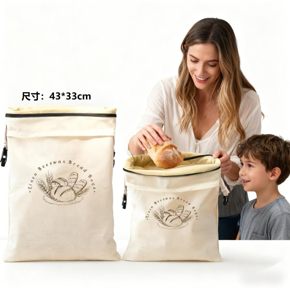 Reusable zippered beeswax bread bag