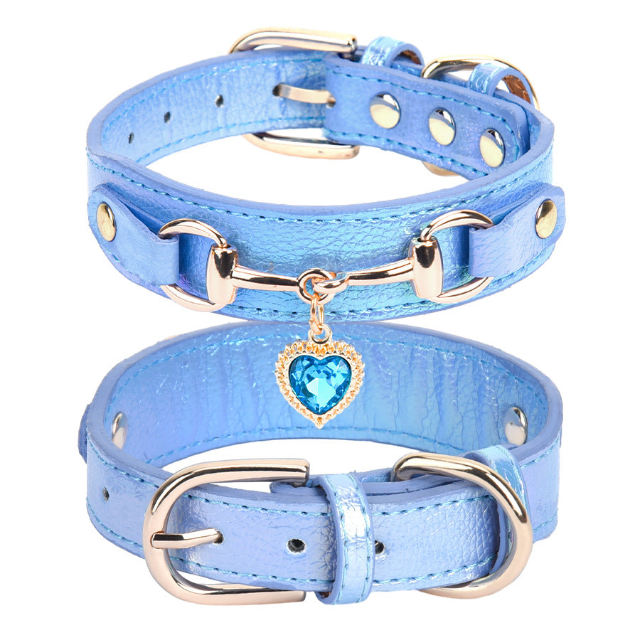 Rhinestone Pet Collar with Heart Charm