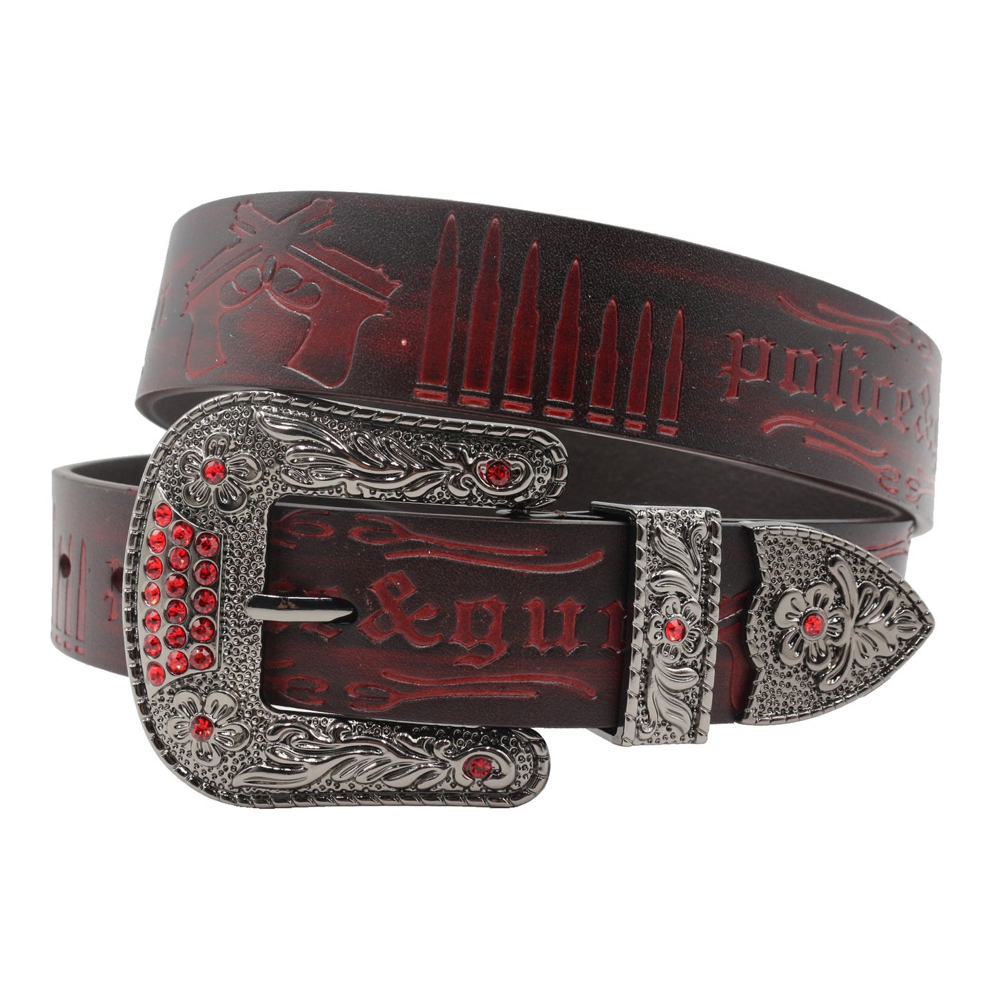 Rhinestone Western Style Cowhide Leather Belt