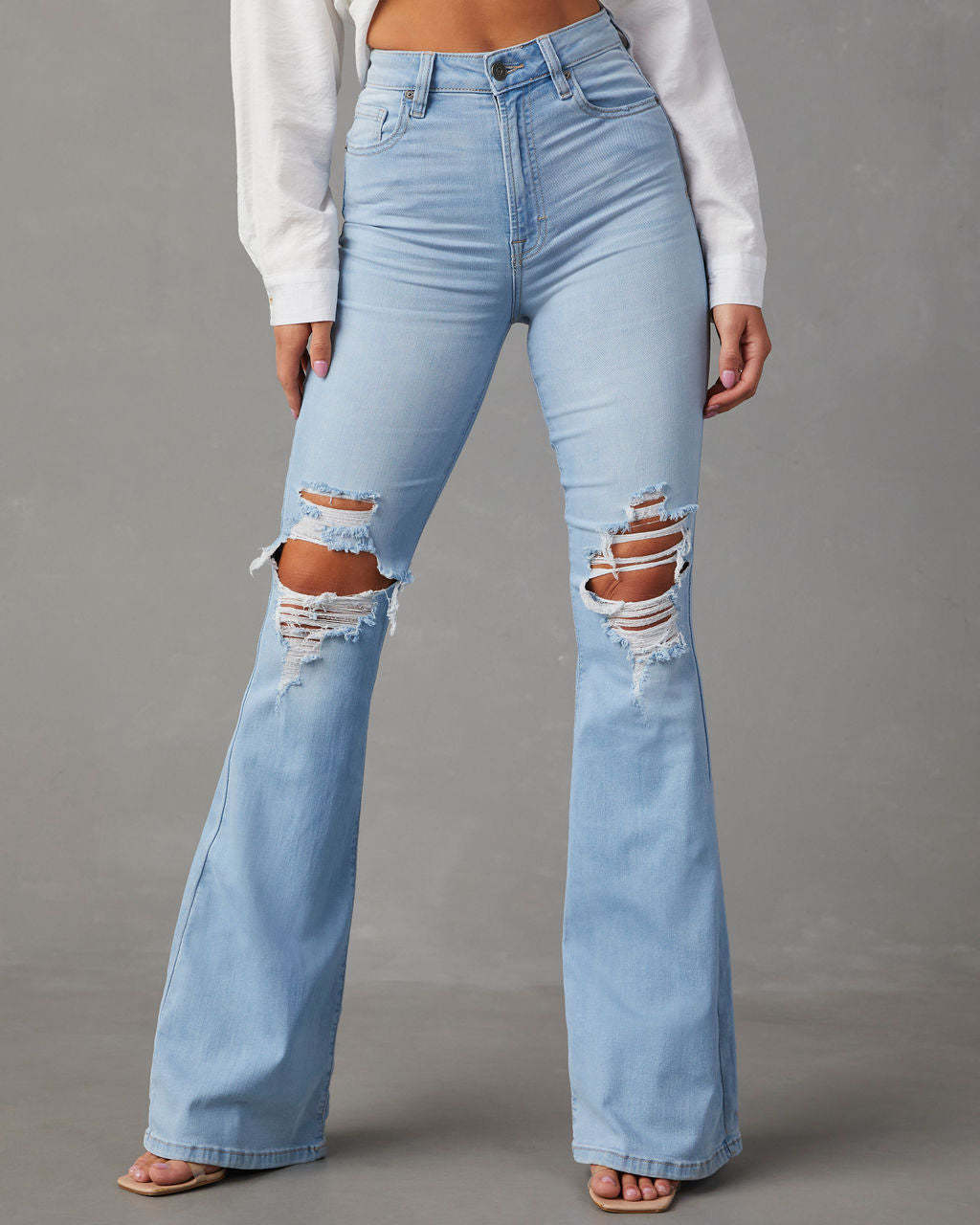 Ripped Jeans Women's Street Hot Girl Flared Trousers