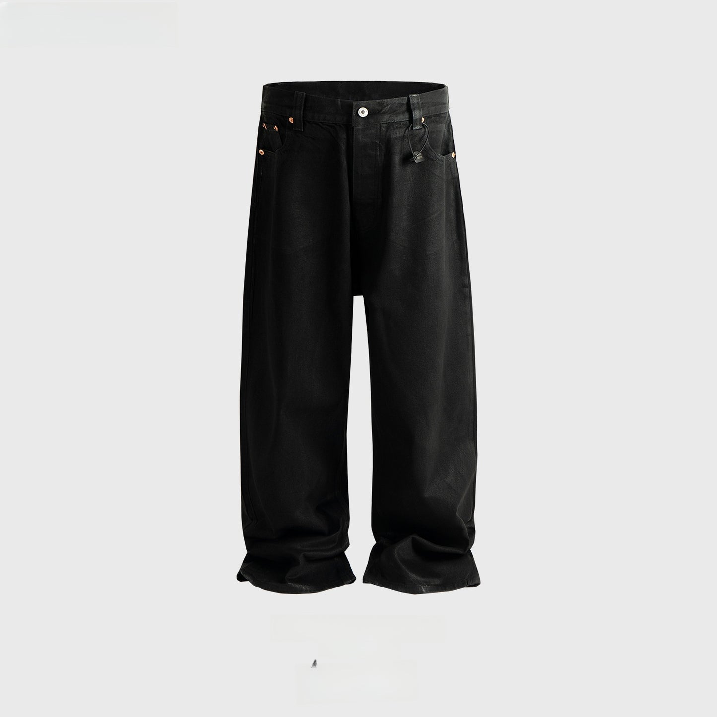Ro Style Black Waxed Coated Straight Leg Jeans