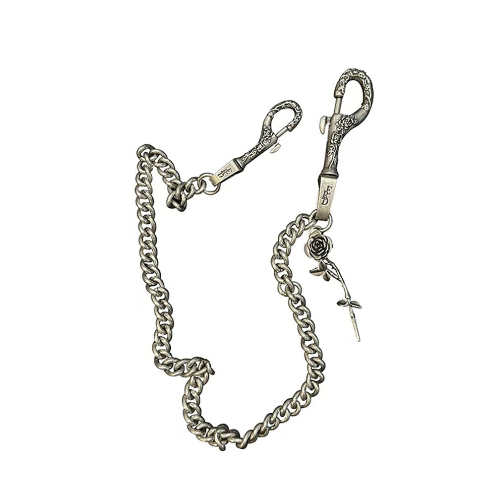 Rose embossed distressed matte belt chain
