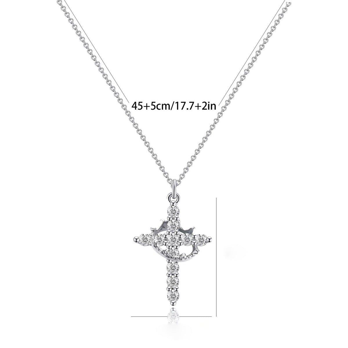 Rotatable Crown Zircon Cross Necklace